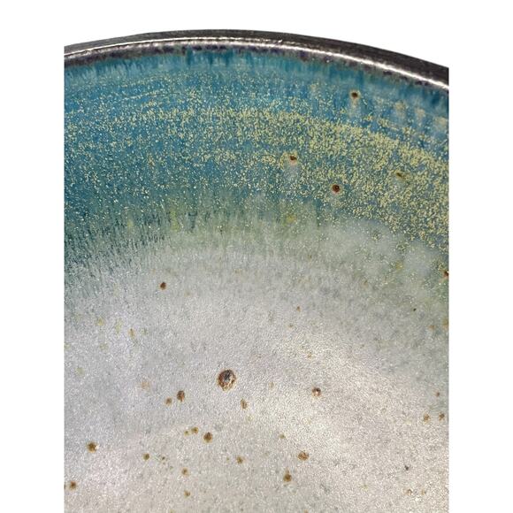 Brad Tucker Cedar Creek NC Studio Pottery Bowl-Ash Drip Celadon Teal Glaze-12'' - Picture 6 of 9